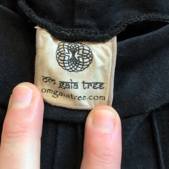 Om Gaia Tree Black Wide Leg Pants Size Medium - Picture 4 of 11